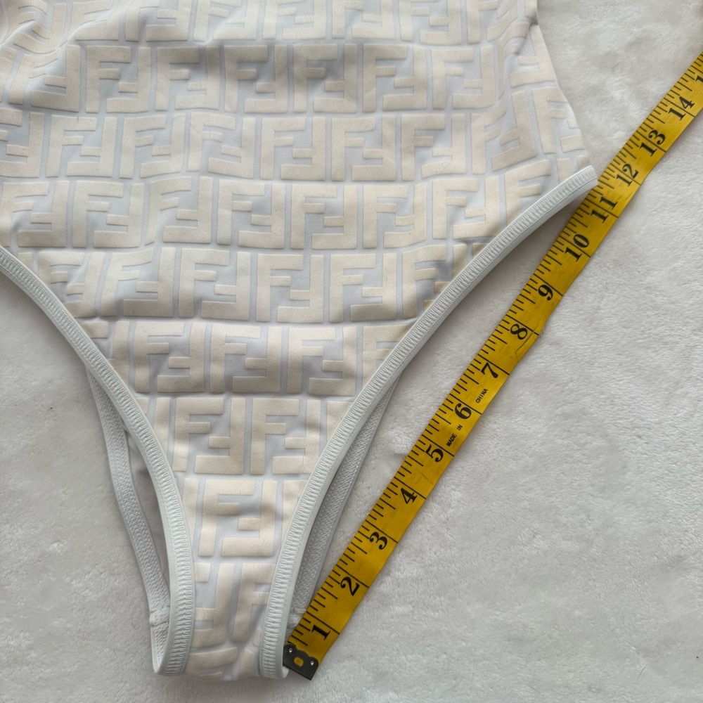 Fendi FF Raised Motif One Piece Bathing Suit in White Cream IT 42 US 6 Designer - Picture 12 of 14